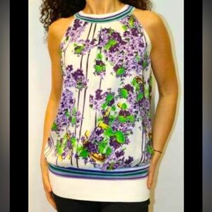 Class Roberto Cavalli women’s hydrangea floral silk sleeveless blouse 6 designer